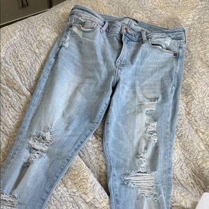 Abercrombie & Fitch Faded Light Blue Ripped Boyfriend Jeans